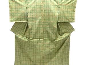 未使用品　乱れ格子織り出し本場泥大島紬着物（5マルキ）